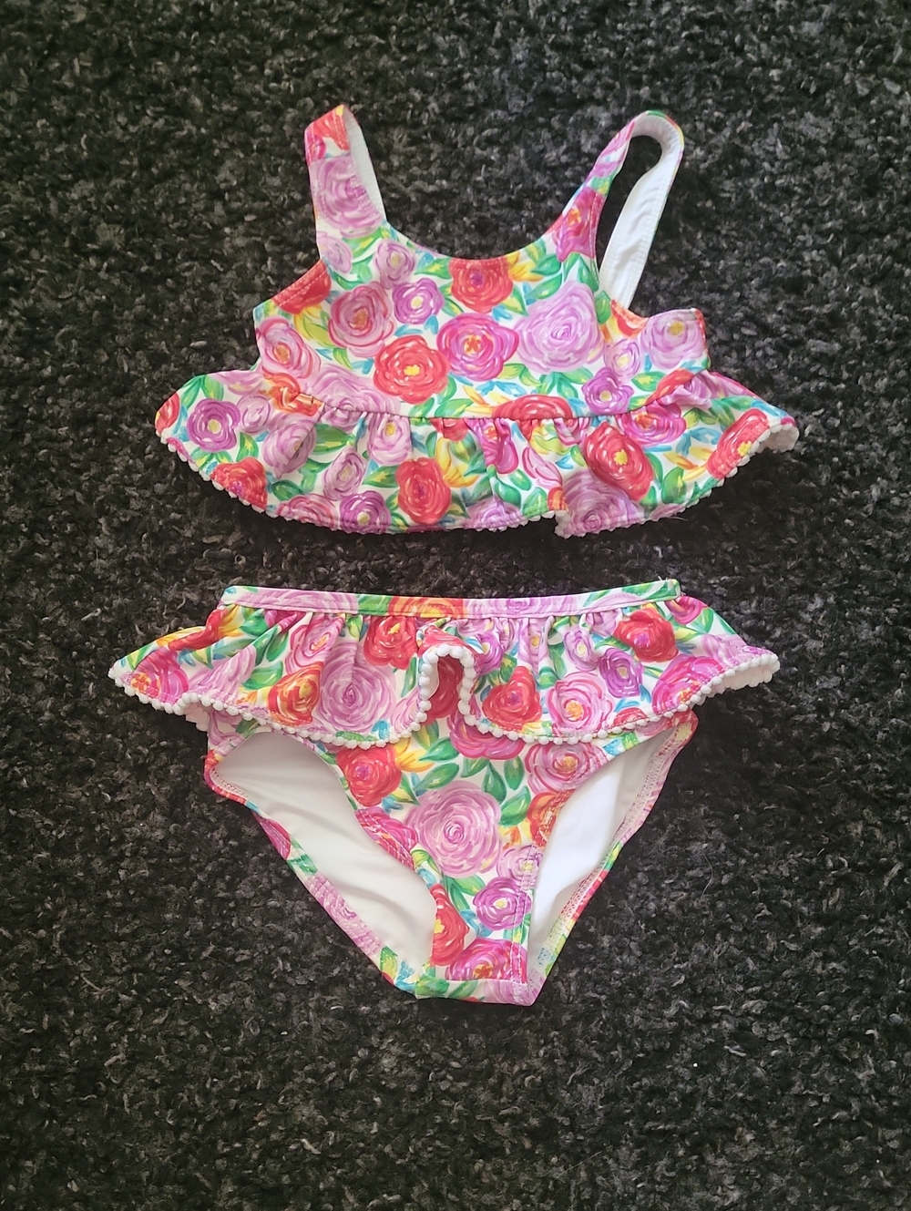 Posh Peanut Pink & Purple Floral Ruffle Bikini